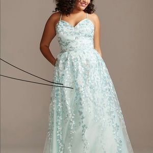 Floor length blue ballgown